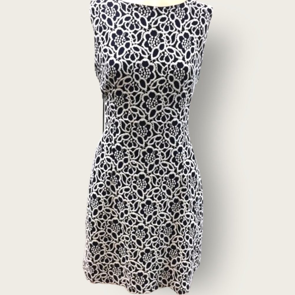 Size 12 Black & White Lace Sheath Dress